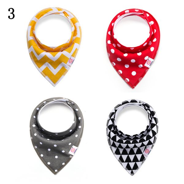 

aa-reusable washable baby bib cotton bandana drool bibs burp cloth print arrow wave triangle adjustable meal infant bibs