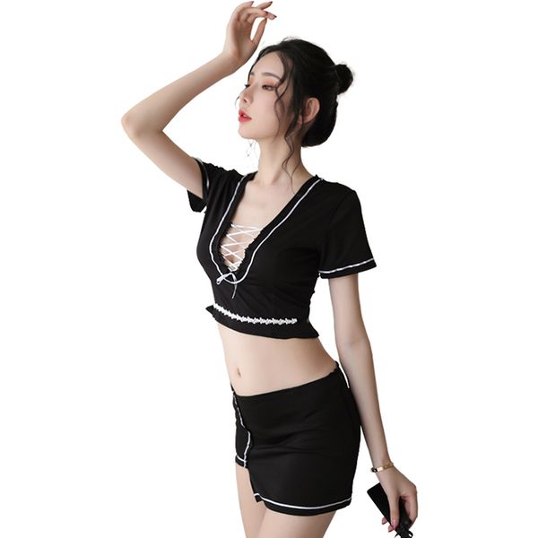 

сексуальная стюардесса белье стюардесса костюм стюардесса платья для женщин cosplay сексуальное эротическое белье униформа костюм s-l, Black;white