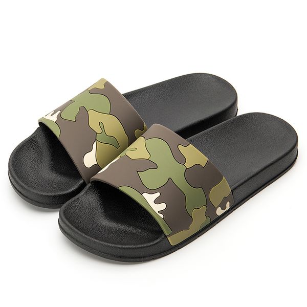 

coslony men slippers casual shoes non-slip indoor outdoor summer slides camouflage sandals 4 colors zapatos hombre, Black