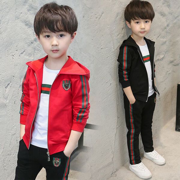 

3шт kids boy hodded костюмы с длинным рукавом пальто + tops + длинные брюки повседневная одежда