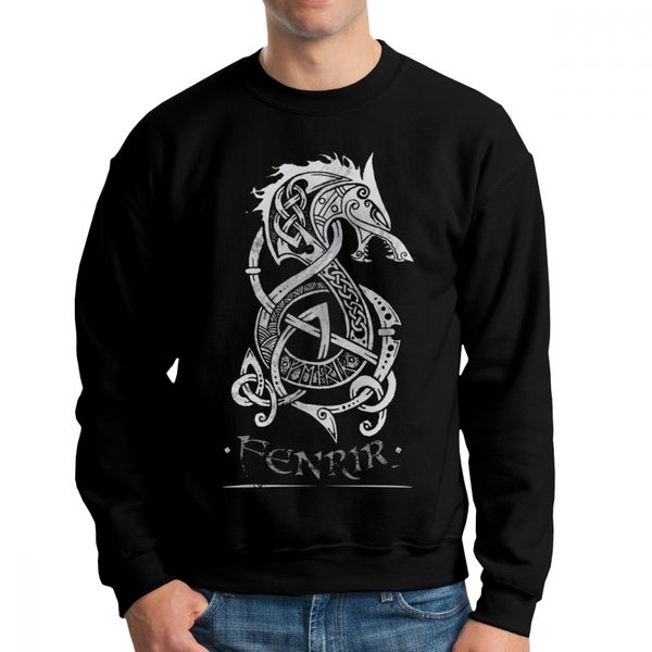 

men's hoodie long sleeve pop cotton crewneck vintage pullover, Black
