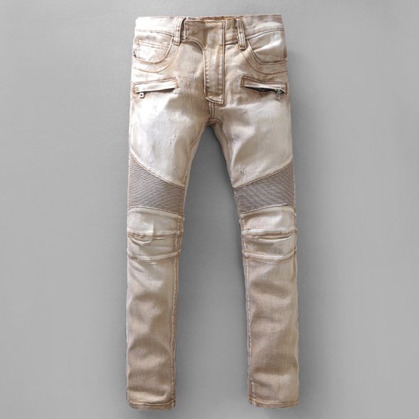 

mens brand biker jeans fashion slim skinny jeans 100% cotton mens jw105, Blue