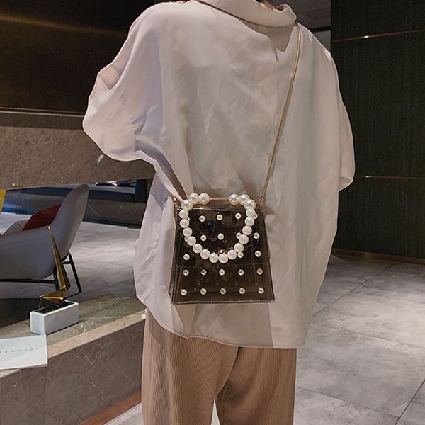 

baellerry pearl transparent crossbody bags ladies pvc jelly handbags women shoulder messenger bag hasp daily party bag for women