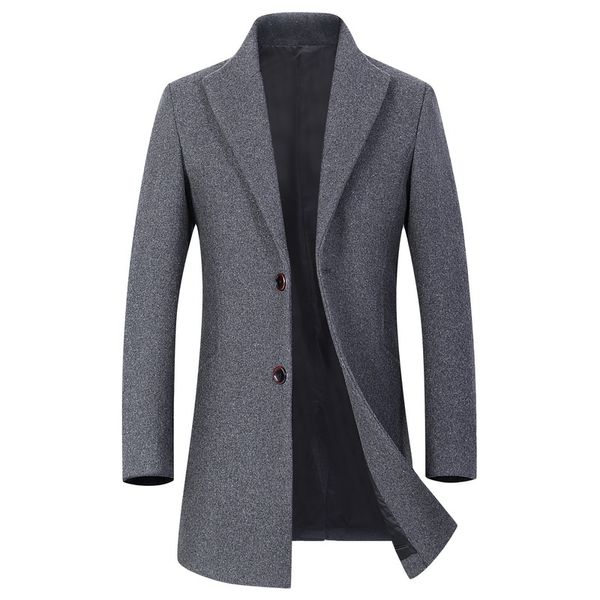 

autumn winter new woolen coat men's large size 4xl slim long casual trench men's classic vintage style business trench coats, Black