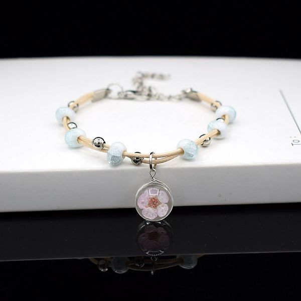 

сушеный цветок браслет небольшого свежие кружев цветка завод образец керамический браслет персик многоцветного, Black