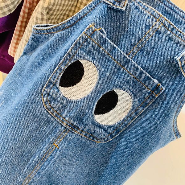 

zmbaby2019 spring new style girls baby boy's eyes cowboy suspender pants, Blue