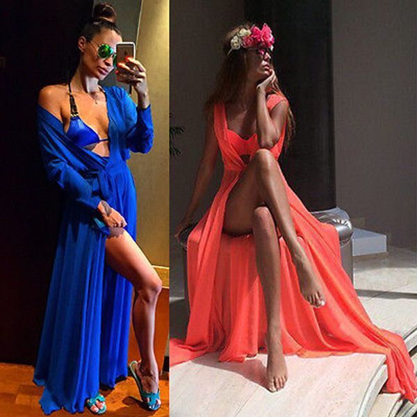 

2019 arrivals summer women bathing suit bikini swimwear cover up beachwear smock long maxi dress, Blue;gray