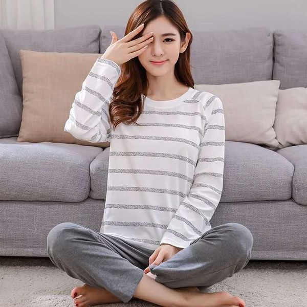 

pajamas sets for woman leisure ma'am home furnishing clothes girl casual long sleeved sleepwear 2019 new arrivals pyjamas suit, Blue;gray