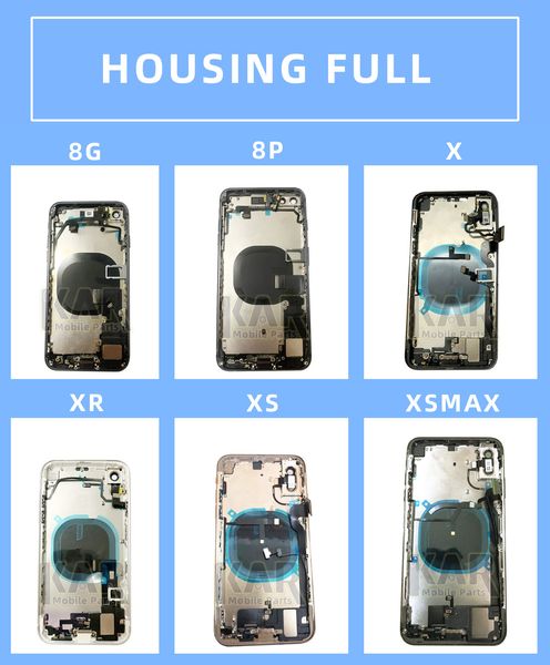 

20pcs dhl for iphone 8 8g 8p 8plus x xs xr xsmax 11 full housing assembly battery cover door rear with flex cable buzzer mix ing