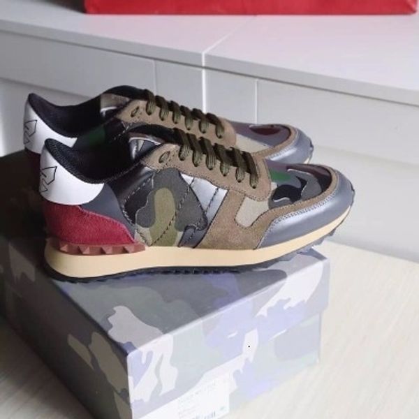 

оригинальная коробка] мода любовник дизайнер rock stud тапки обувь женщины, мужчины мода повседневная обувь rock runner trainer flats обувь