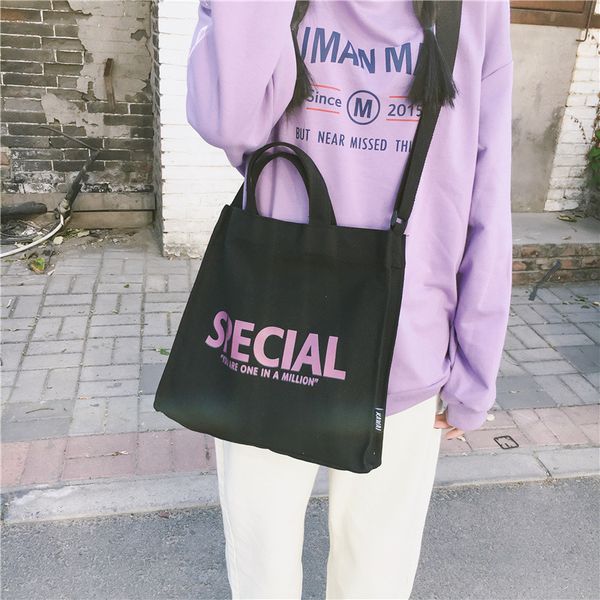 

new ins campus all match letter printed shoulder bag female japanese harajuku soft girl student canvas bag simple crossbody