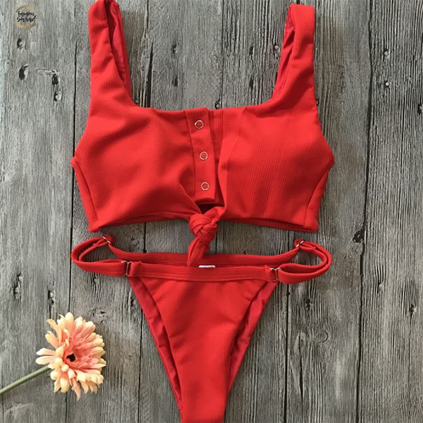 

swimwear solid bikini women swimsuit v neck bikinis set pants adjust bathing suit sport style biquini dropship, White;black
