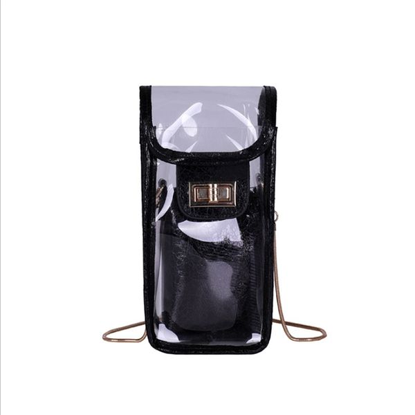 

women's transparent jelly phone bag mini handbags portable small square package fashion chain crossbody bags for women pouch