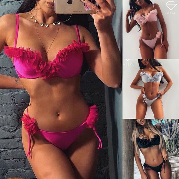 

бикини 2020 летней женщина купальники шифон кружево бикини set sexy set дама купальник монокини твердый женские купальный костюм