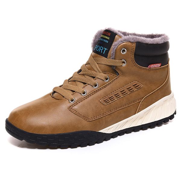 

men's plus velvet boots autumn and winter new casual men's shoes to keep warm trend cotton shoes england high to hel *fe9776, Black