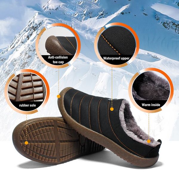 

puimentiua winter men home slippers for man warm plush shoes new casual sneakers soft floor striped male indoor cotton shoes, Black