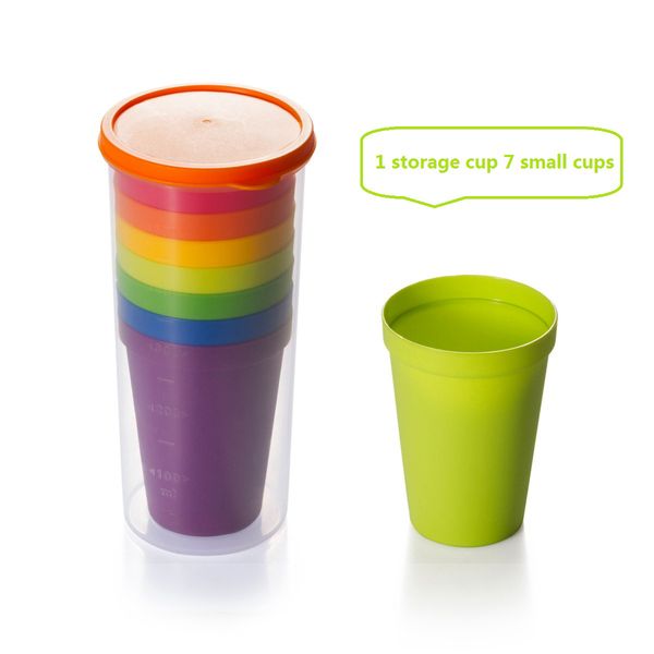 

8 pieces / set of travel portable rainbow cups colorful plastic cups outdoor picnic drinking hand cups