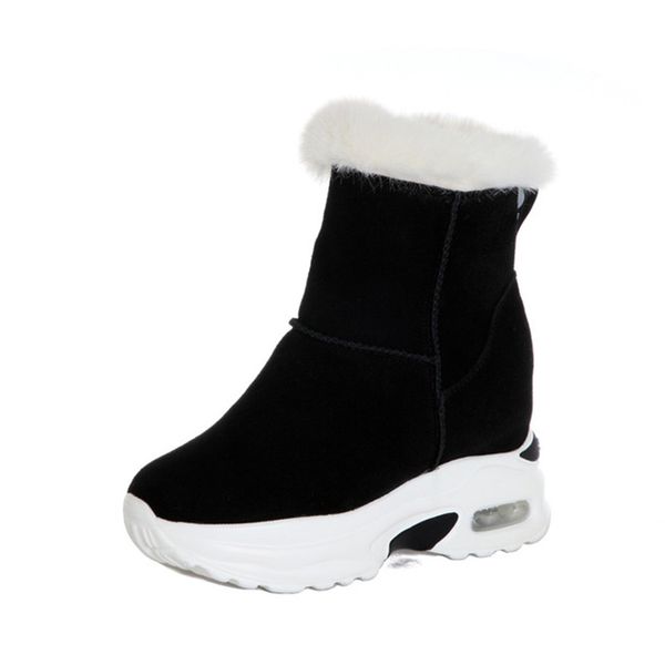 

women's snow boots 2019 winter genuine leather fur ankle boots for women winter shoes black boot high heels ladies ankle boot