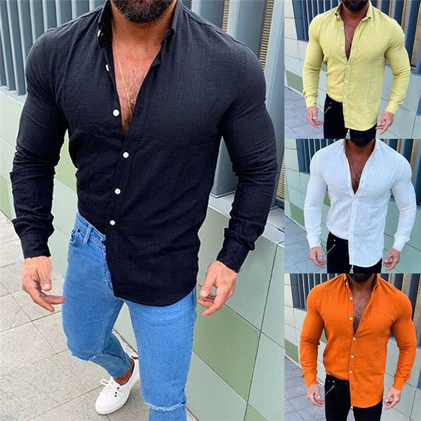 

fashion men's summer linen slim fit long sleeve solid color breathable soft casual shirts, White;black