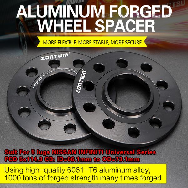 

2/4pcs 3/5/8/10/12mm wheel spacer adapters pcd 5x114.3 cb: id=66.1mm to od=73.1mm suit for 5 lugs infiniti universal car