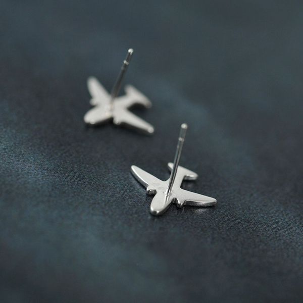 

s229 s925 sterling silver cute mini air plane stud earrings women's lovely earrings, Golden;silver