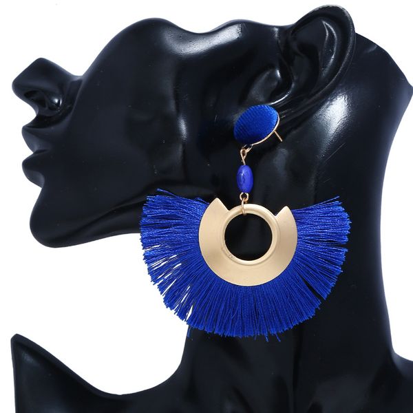 

womens fashion bohemian earrings 2020 fan-shaped geometric tassels new exaggerated earrings alloy plating trend big brand earrings c0183, Silver