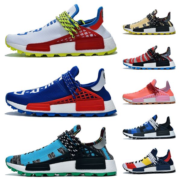 

2019 pharrell williams nmd human race solar pack trail infinite species reflective bbc blue red green plaid trainers sneakers
