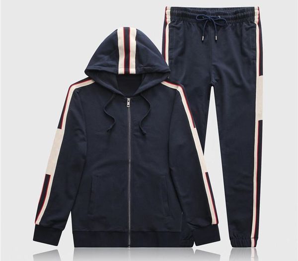 

3xl designers mens tracksuit letter luxurn casual suits hoodies + pants spring autumn zipper kits sports running tracksuit black gray 2019
