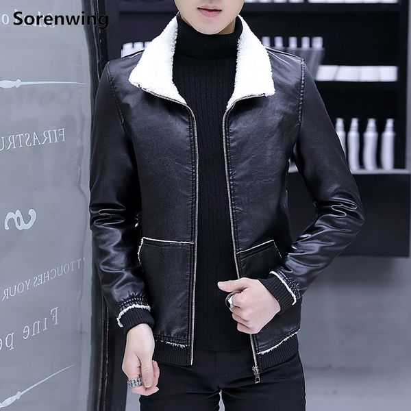 

2018 leather jackets mens winter warm jacket men thickening casual fashion leather coats outdoors windproof casaco masculino 78, Black