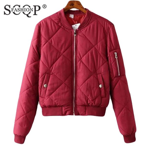 

scqp fashion red wine cotton solid womens winter jackets v-neck zippers pockets botton women coats long sleeve casual jackets, Black;brown