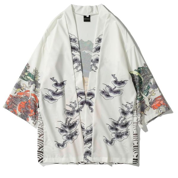 

hip women casual kimono outwear jackets japanese streetwear coats 2021 spring summer open stitch style hop men harajuku ogtft, Black