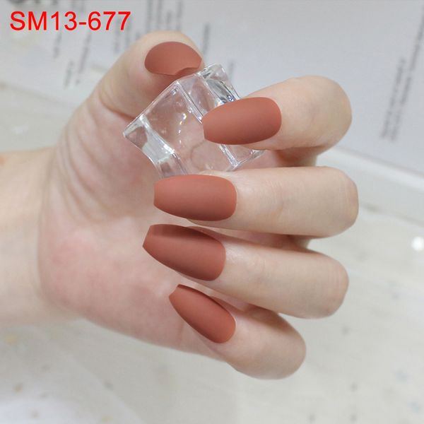 

24 pcs/set matte false nails full tips women fake fingernails nail art decoration tool ty99, Red;gold