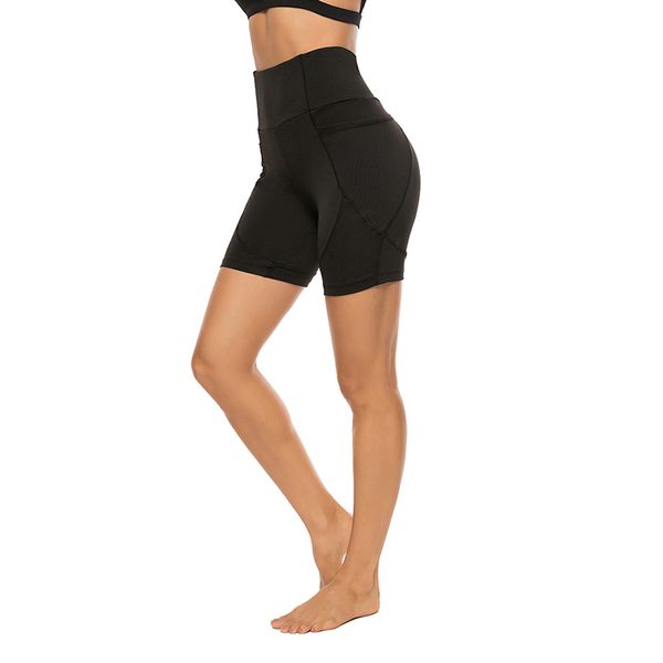 

casual high waist shorts sports fitness solid color stitching s-2xl waist shorts, White;black