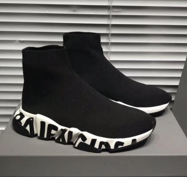 

designer shoes men woman slip-on elastic cloth speed trainer sock runner man shoes outdoors luxury casual shoes flat fashion socks boots c2, Black