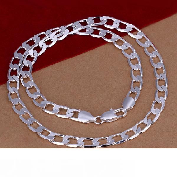 

fashion men's jewelry 925 sterling silver plated 4mm 16-24inches chain necklace 1394