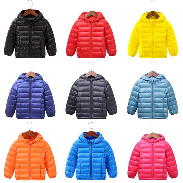 

autumn winter hooded children down jackets for girls candy color warm kids down coats for boys 2-9 years outerwear clothes, Blue;gray