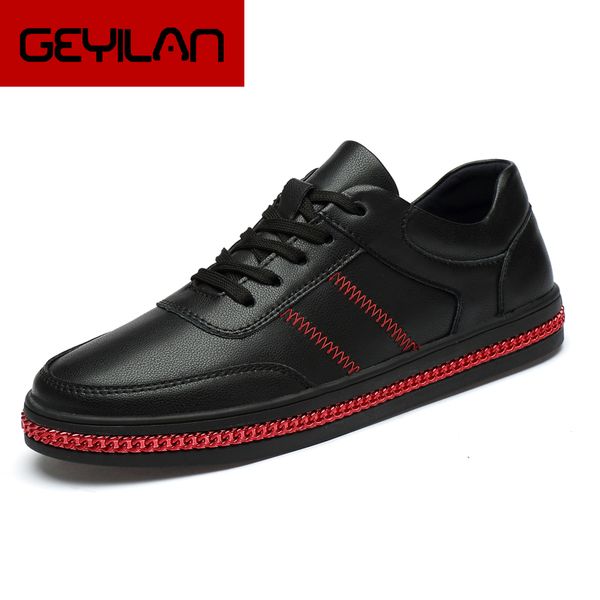 

2019 высокое качество кожаная мужская обувь размер 37-46 зашнуровать мужские квартиры обувь открытый пешие прогулки кроссовки мода мужская о, Black