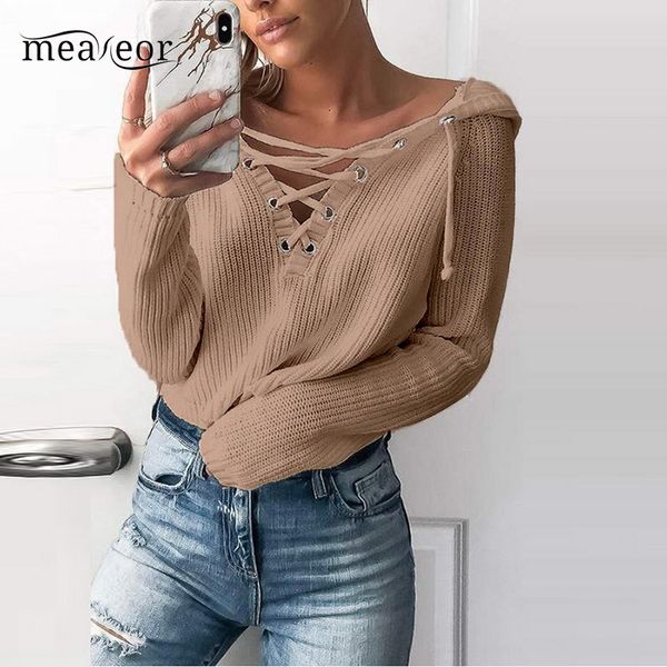 

женский повседневный v-образный вырез с длинным рукавом спереди весна criss-cross обычный твердый пуловер свитер, White;black