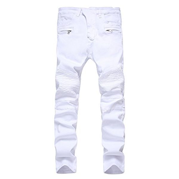 

david.ann men's slim straight biker jeans hiphop pants, Blue