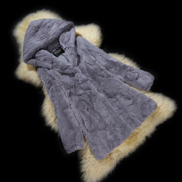 

genuine rex fur winter coat outerwear women full sleeve medium long real fur coats and jackets with a hood 2018 autumn, Black