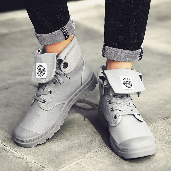 

shoes martin boots medium heel canvas shoes work boots heighten damping non-slip wear-resistant retro style round toes fashion casual, Black