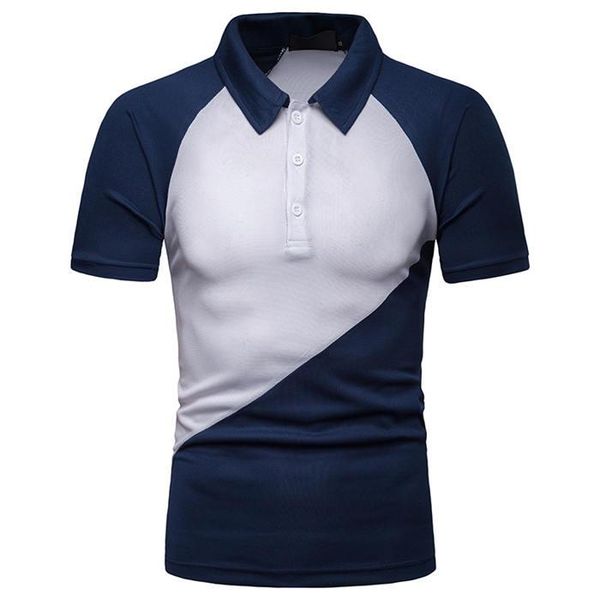 

patchwork contrast color mens polos summer lapel neck short sleeve mens tees casual teenagers mens, White;black
