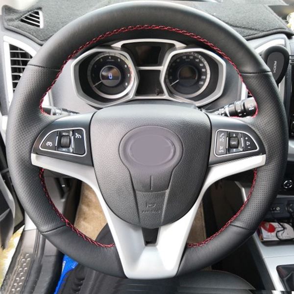 

бесплатная доставка высокое качество коровьей верхний слой кожи ручной работы швейная обложки рулевого колеса защитить для jac s3 s5 m3 m5 a