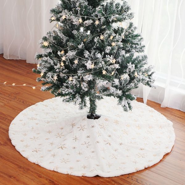 

#l4 plush beads white embroidered christmas tree skirt xmas tree ornaments christmas decorations for home drop shipping
