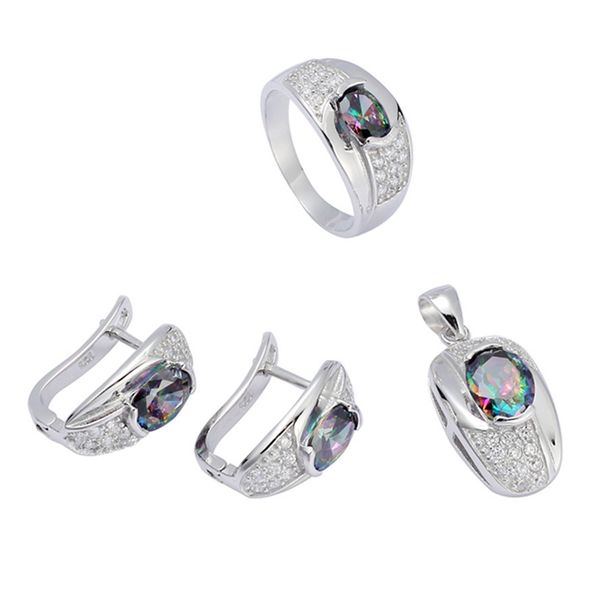 

eulonvan charms luxury wedding jewelry sets womens accessories 925 sterling silver dropshipping rainbow cubic zirconia s-3719set