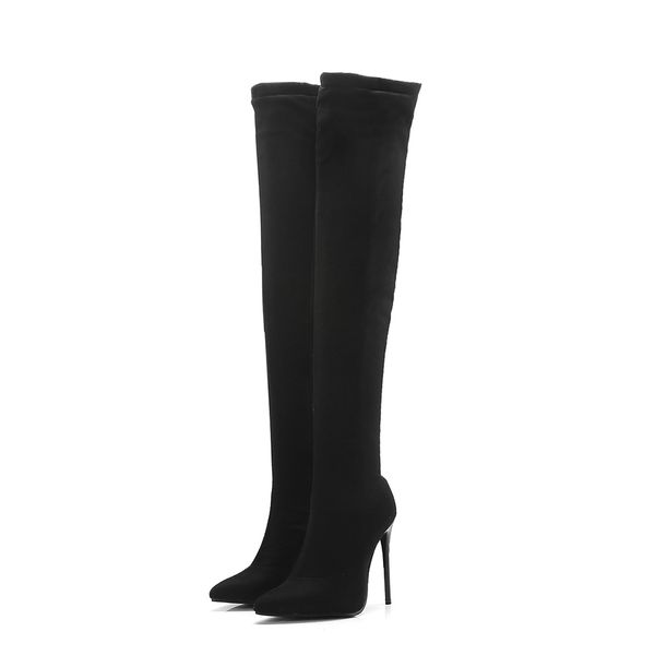 

new winter black women over knee high boots thin high heels lady pole dance shoes