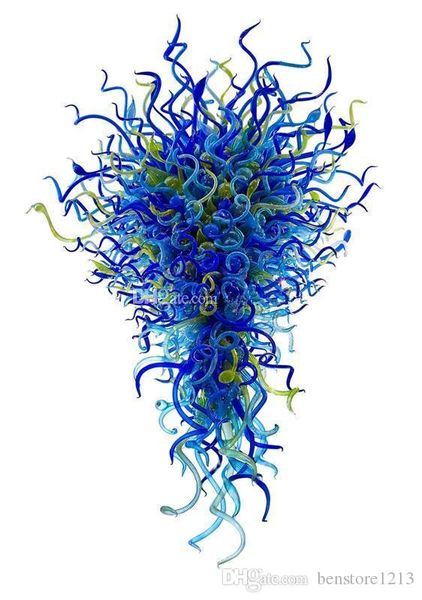 

new arrival blue glass modern crystal chandelier pendant light l decoration 100% mouth blown borosilicate hand blown glass chandelier