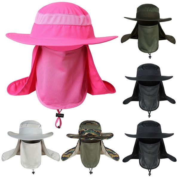 

mens wide brim hat summer sun protection hats outdoor breathable fisherman cap