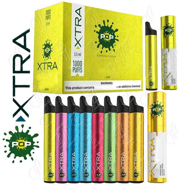 

POP Xtra Disposable Device Pre-filled 3.5ml Big Volume Pod 1000 puffs Disposable Vape Pen VS Bidi Stick PUFF bar PUFF Glow Vaporizers