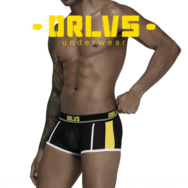

orlvs shrimp net men's underwear mesh cloth breathable boxer pants u convex pocket underwear boxer pants men's or193, Black;white